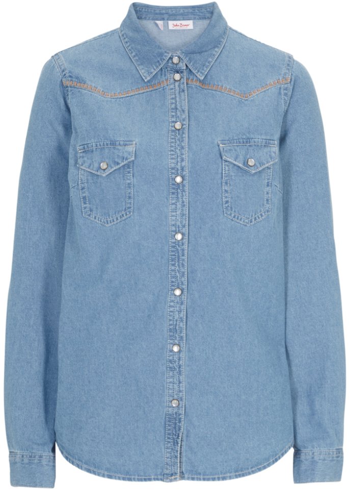 Jeansbluse mit Stickerei