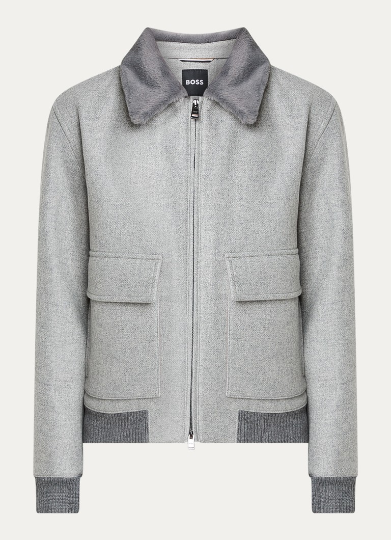 Bomber jakna HUGO BOSS H-Charly iz mešanice volne s snemljivim ovratnikom