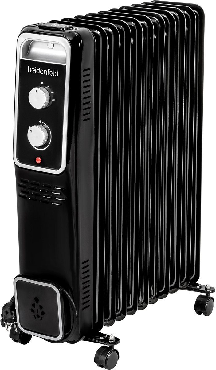 Heidenfeld Ölradiator Mobiler Elektro Heizkörper ÖR100 Heizung inkl. 3 J. Garantie, 2500 W, Thermostat - Heizstrahler - Elektroheizung - Heizlüfter