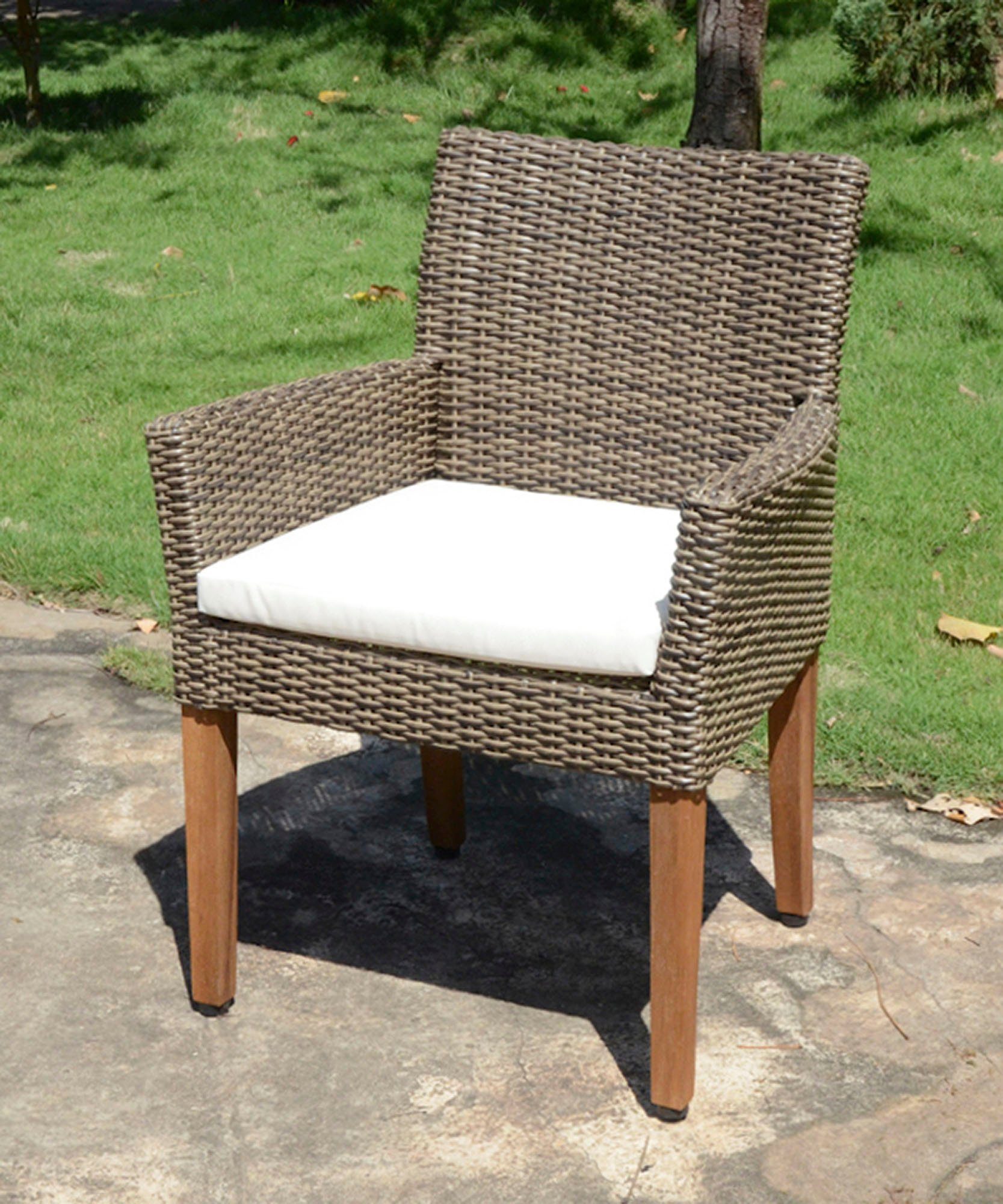 Garden Pleasure Gartenstuhl PALA (Set, 2 St), 2er Set, Akazie/Polyrattan, braun, inkl. Sitzkissen