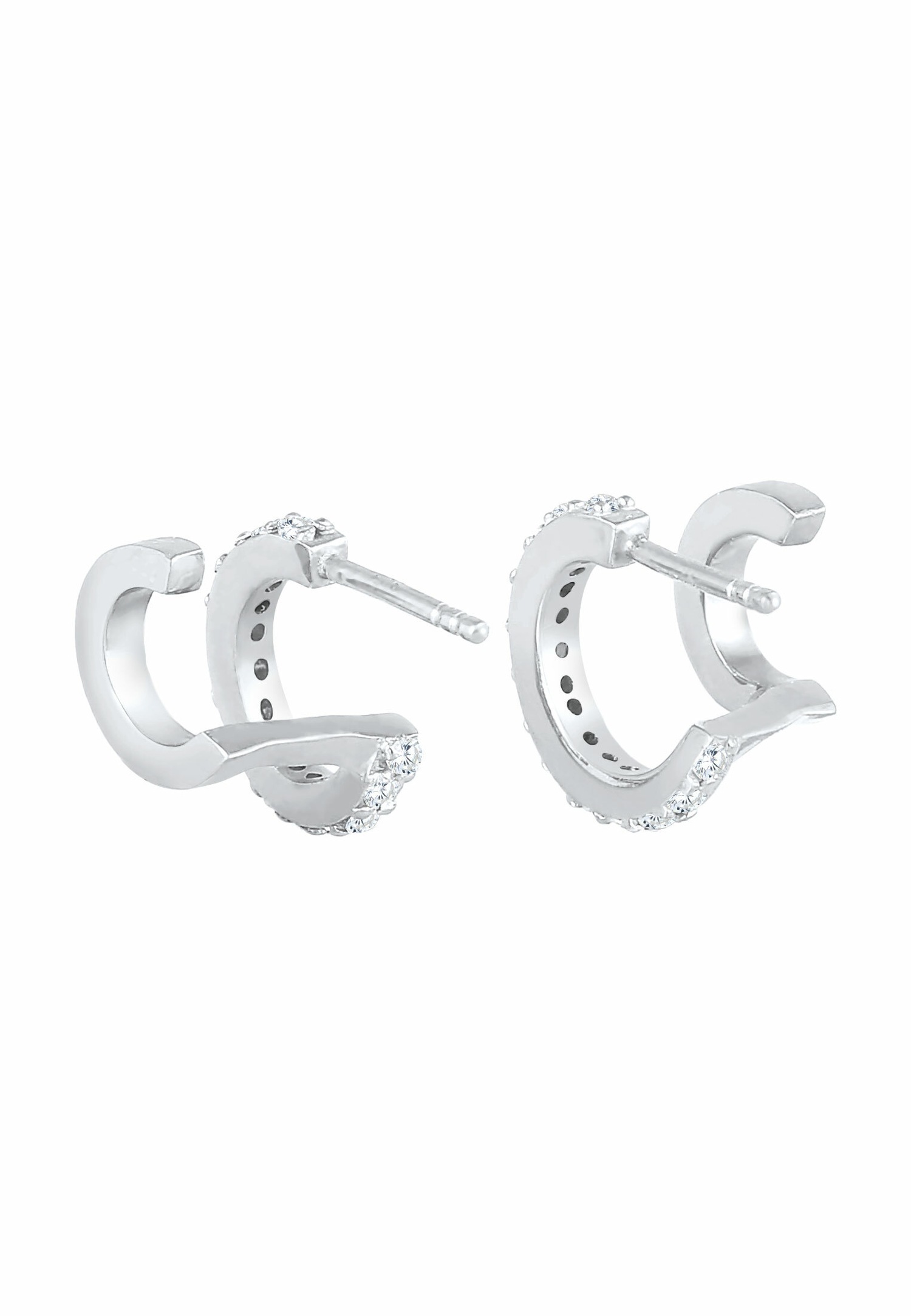 Orecchini a doppio cerchio Elli Trendy da donna con zirconi cubici in argento sterling 925