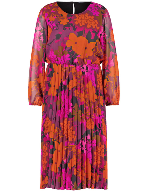 Chiffonkleid mit plissiertem Rockteil