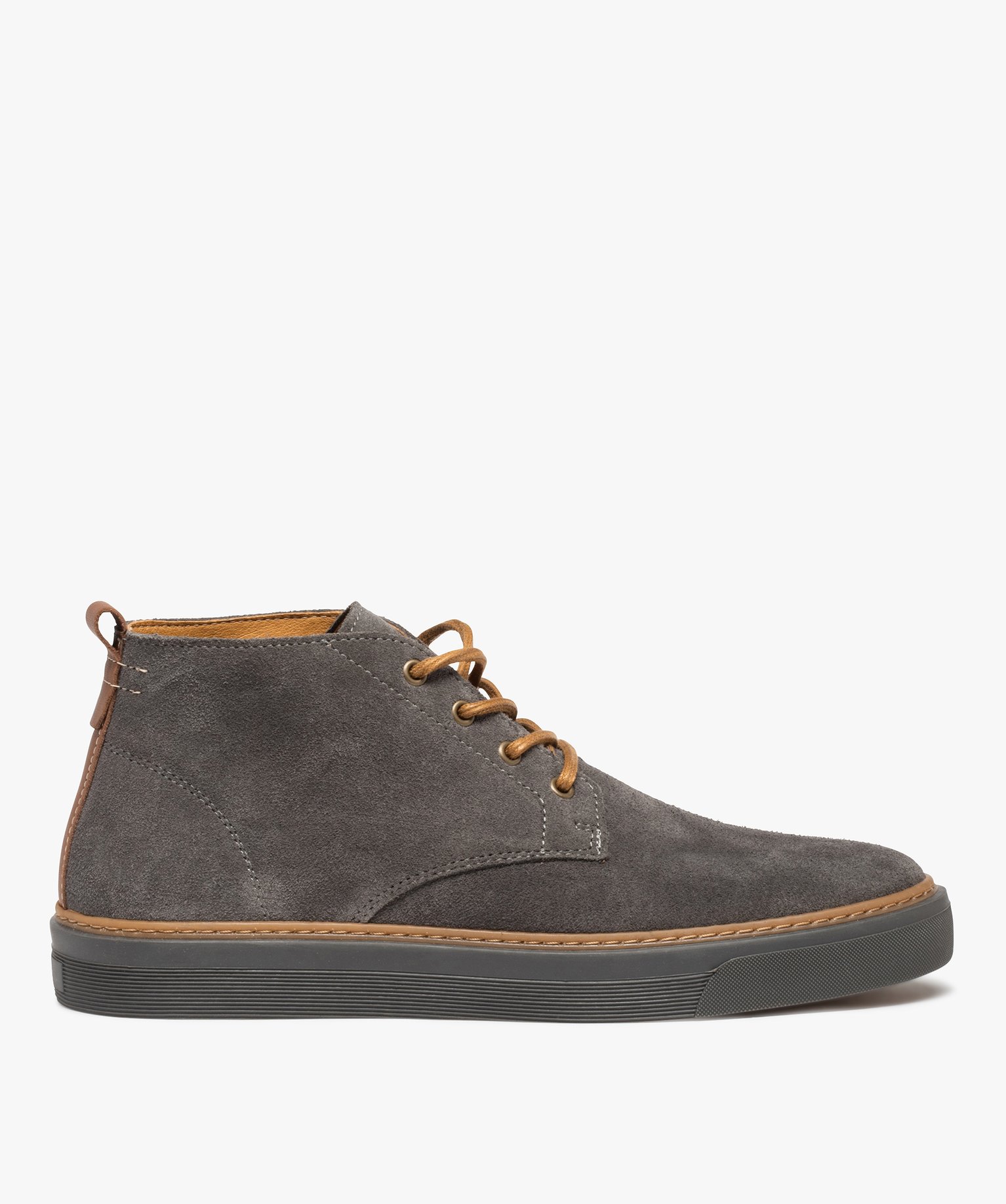 Derbies homme montants dessus cuir uni – Tanéo gris | GEMO