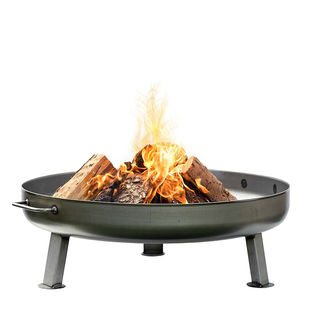 Czaja Feuerschale Feuerschale mit Flammlachsbrett 2er Set - Feuerschale Bonn 80 cm mit Flammlachs Brett aus Buche