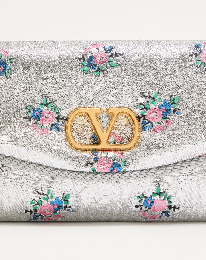 Valentino Garavani Devain lille skuldertaske i blomsterprintet lurex jacquardstof