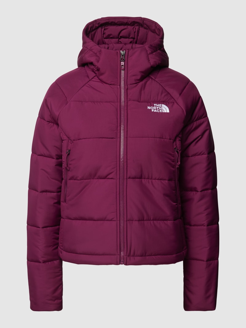 Steppjacke mit Kapuze und Reißverschluss in bordeaux rot