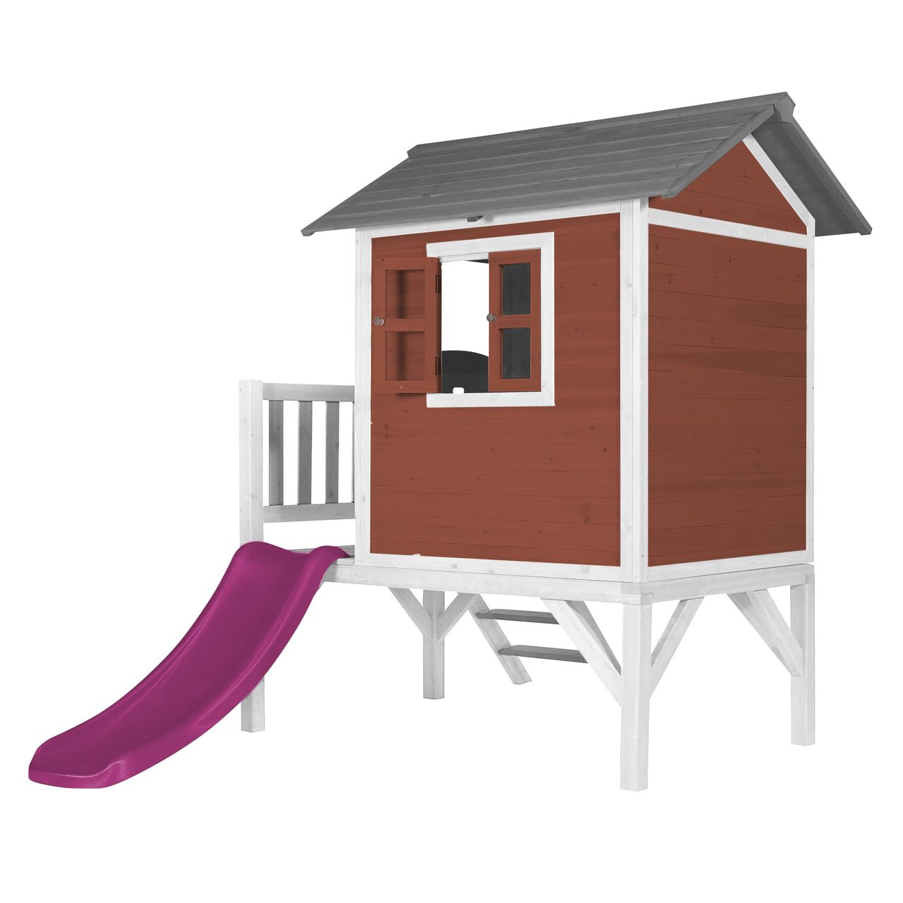 AXI Lodge XL Spielhaus Skandinavisches Rot - Lila Rutsche