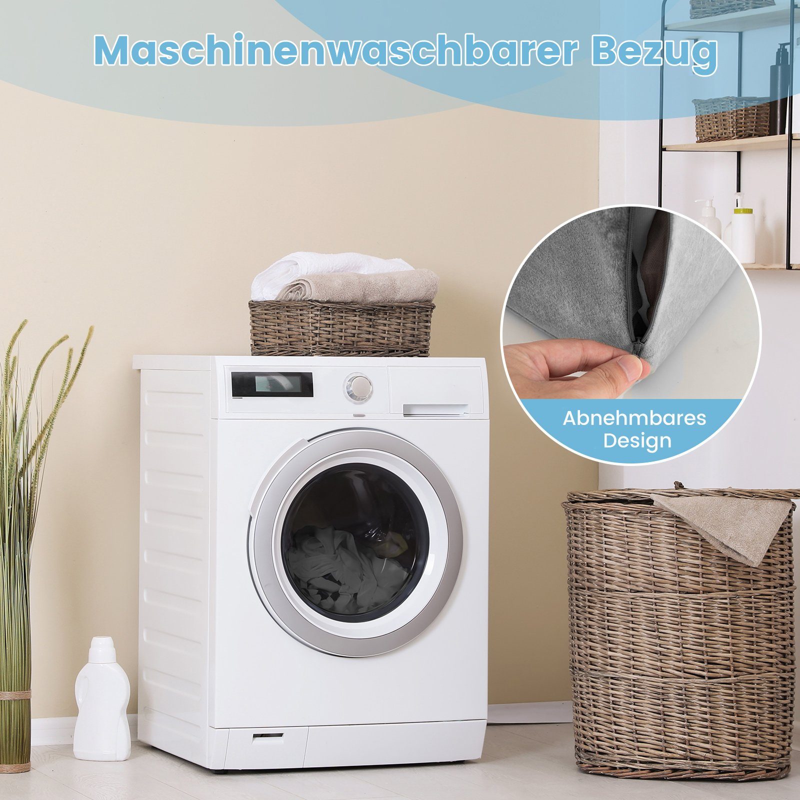 COSTWAY Keilkissen, 7-tlg., orthopädisches Bettkeilkissen, mit waschbarem Bezug