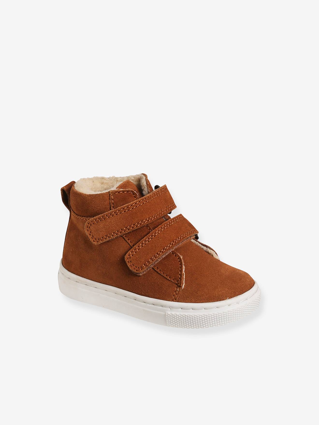 Baskets Mid fourrées bébé mixte en cuir marron clair