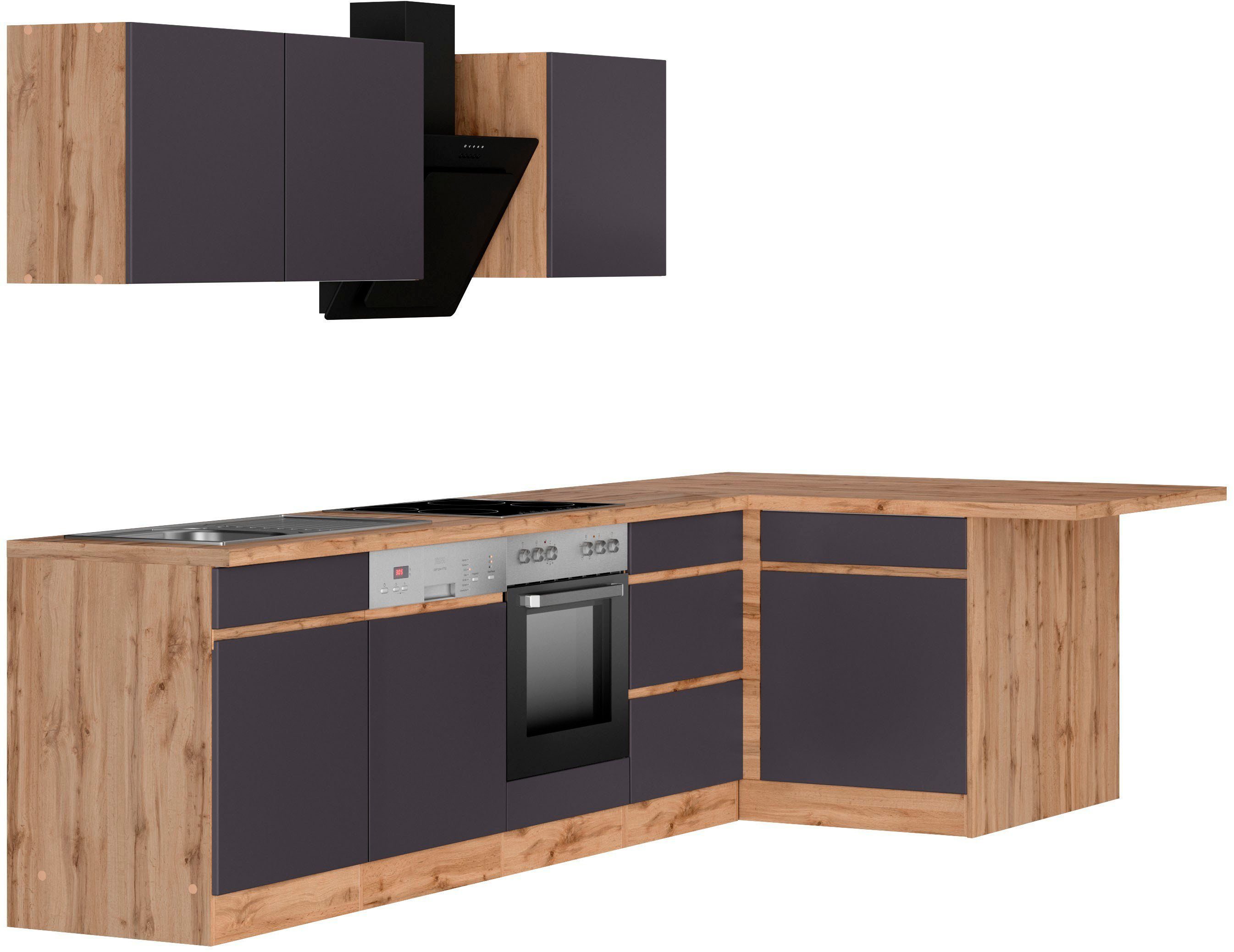 HELD MÖBEL Küche Riesa, Stellbreite 340x150 cm, wahlweise mit oder ohne E-Geräte