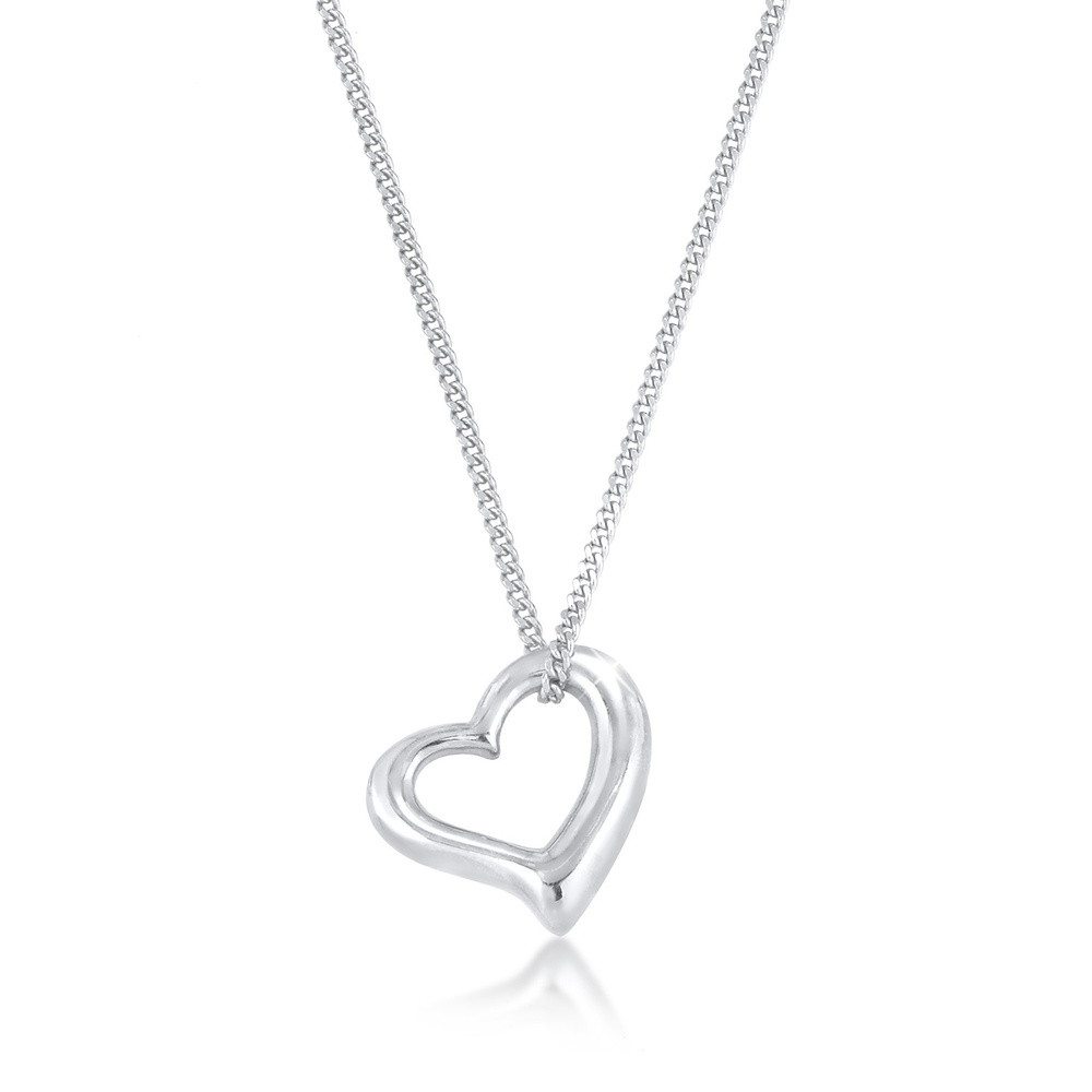 Elli Elli Collier Pendentif Coeur de Femme Basic Cut Out Romantique en Argent Sterling Bijoux