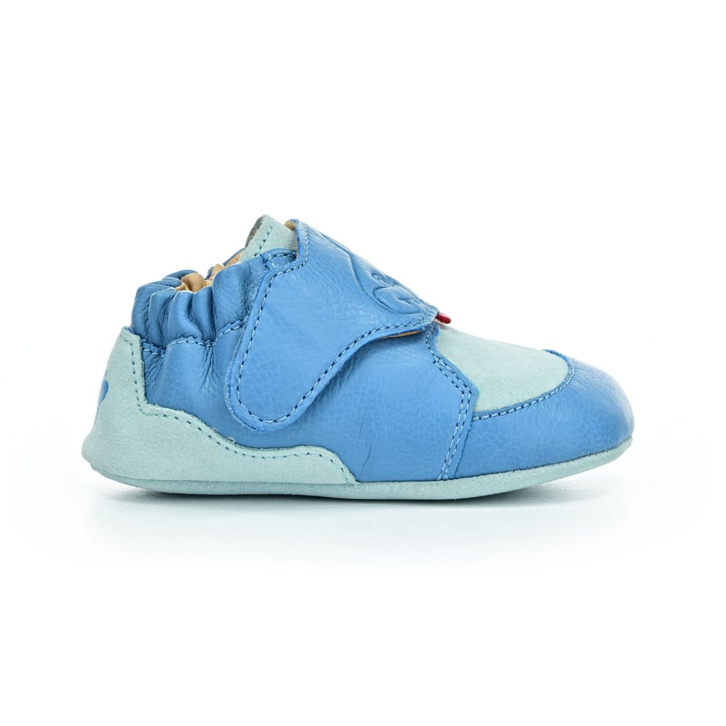 Affenzahn Krabbelschuh Leder Crawly Hai Blau