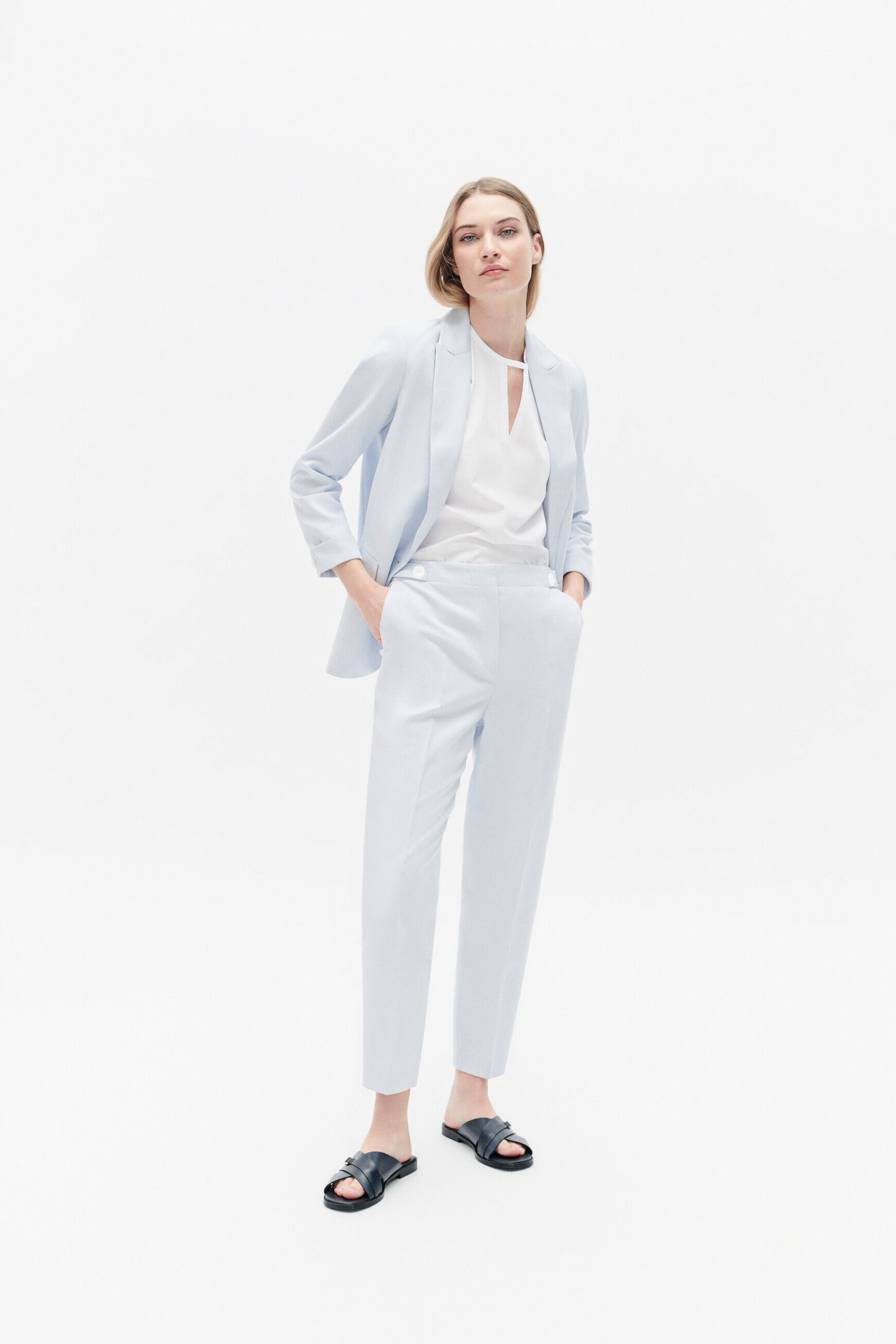 Pantalon psalvador bleu ciel femme