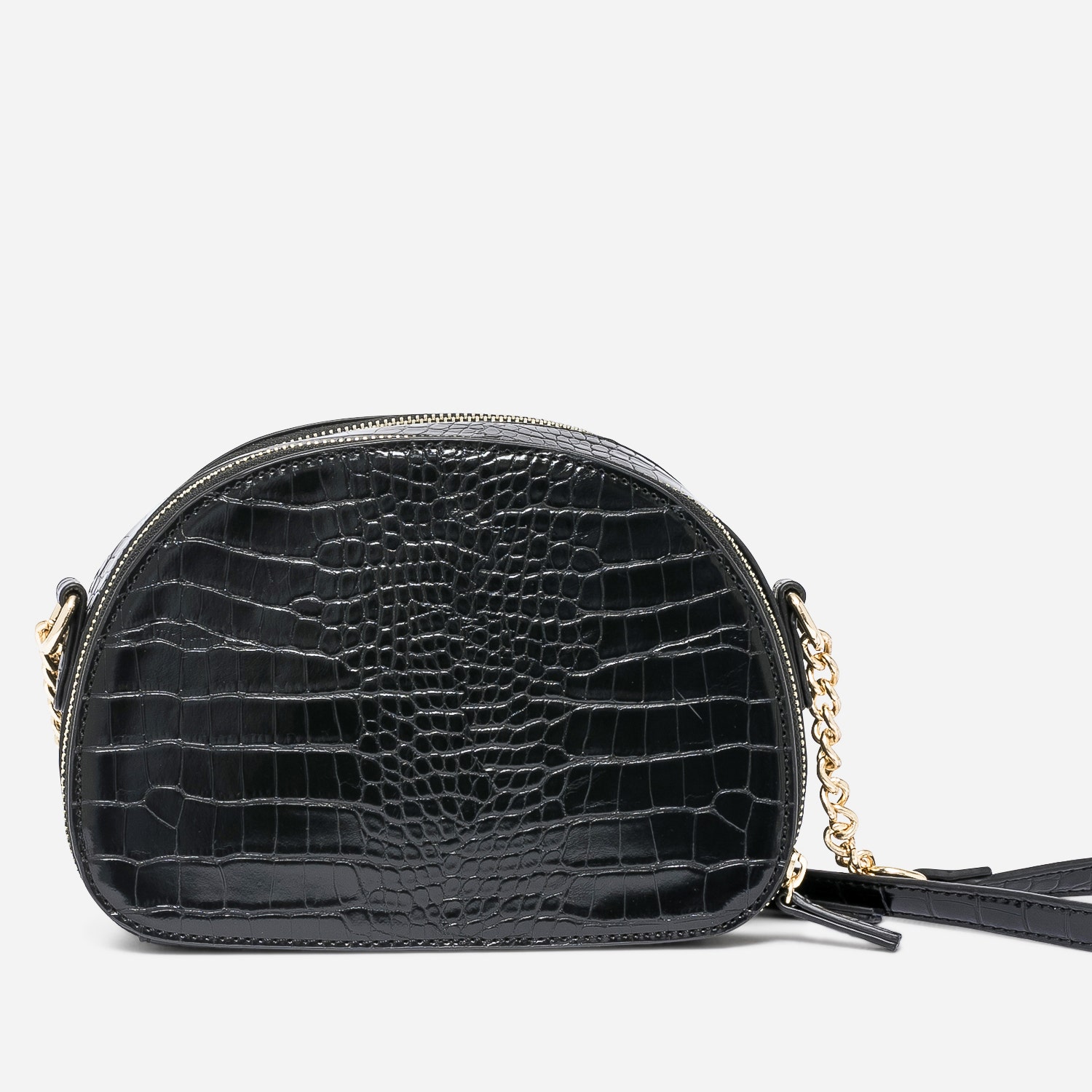 Sac bandoulière noir effet croco