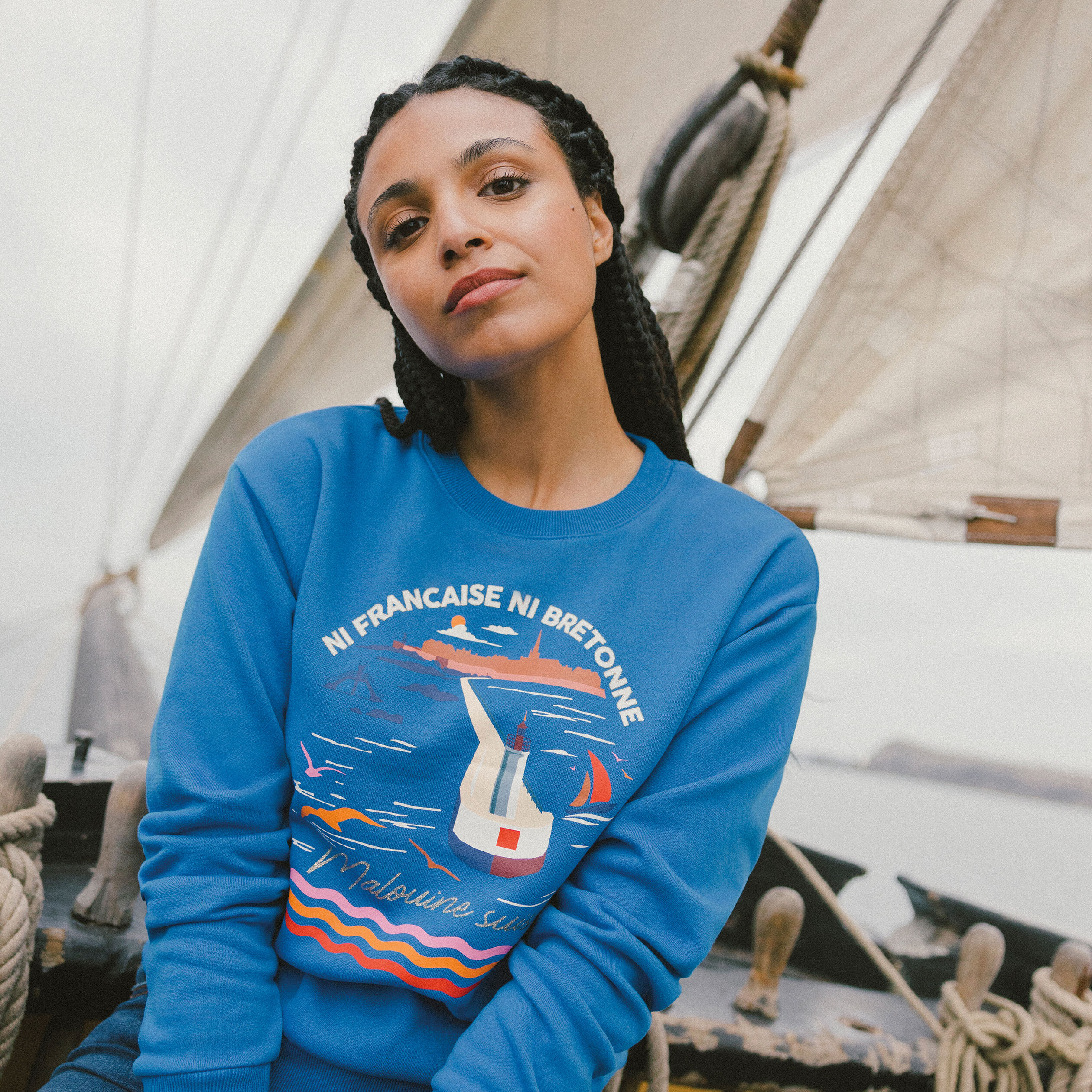 Sweat manches longues bleu femme | Cache Cache