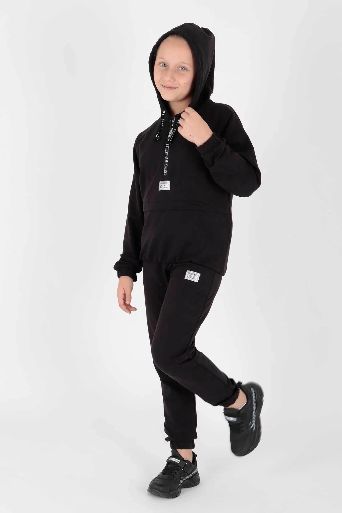 AHENGİM  Junges bedrucktes Trend-Trainingsanzug-Set für Mädchen Ak2233