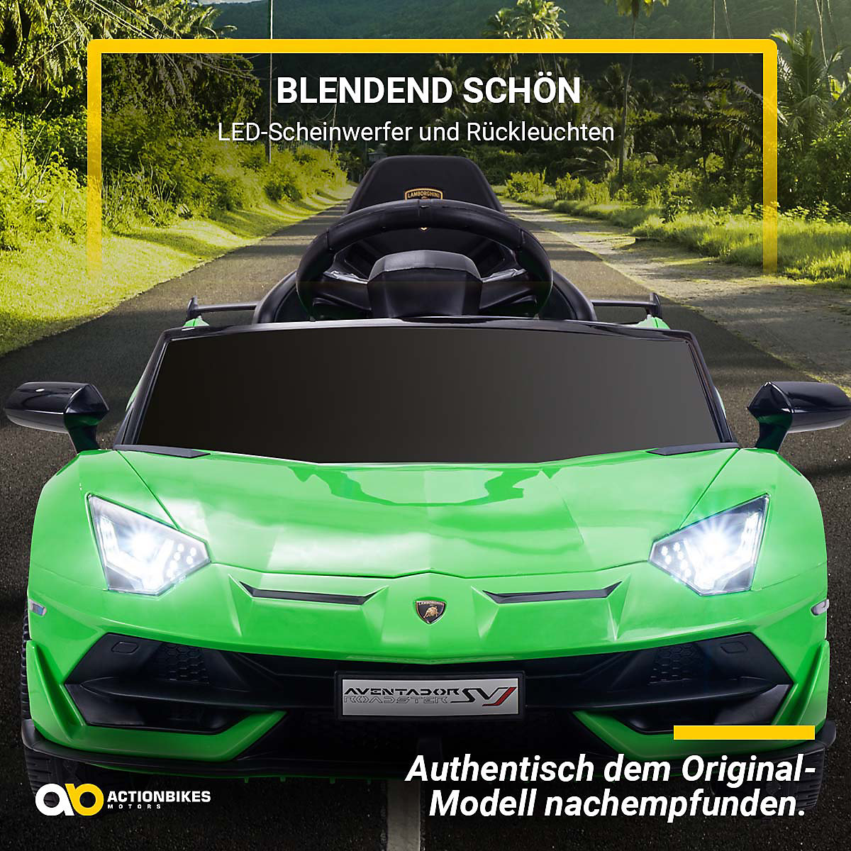Kinder Elektroauto Lamborghini Aventador - Einsitzer - 2x35 Watt - Kinderauto mit Fernbedienung - Soundmodul