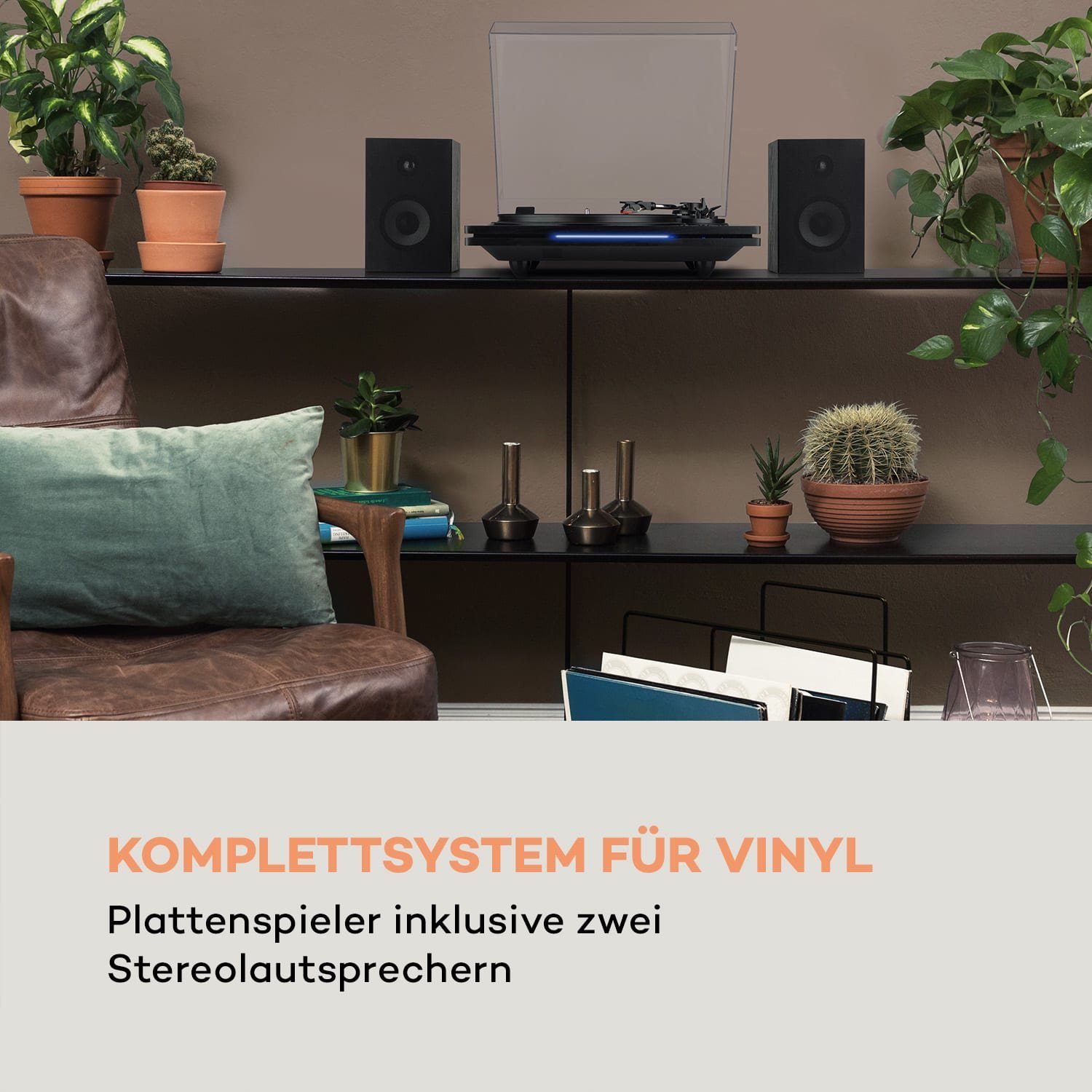 Auna TT-Play PLUS Plattenspieler (Riemenantrieb, Bluetooth, Schallplattenspieler mit Lautsprecher Vinyl Plattenspieler)
