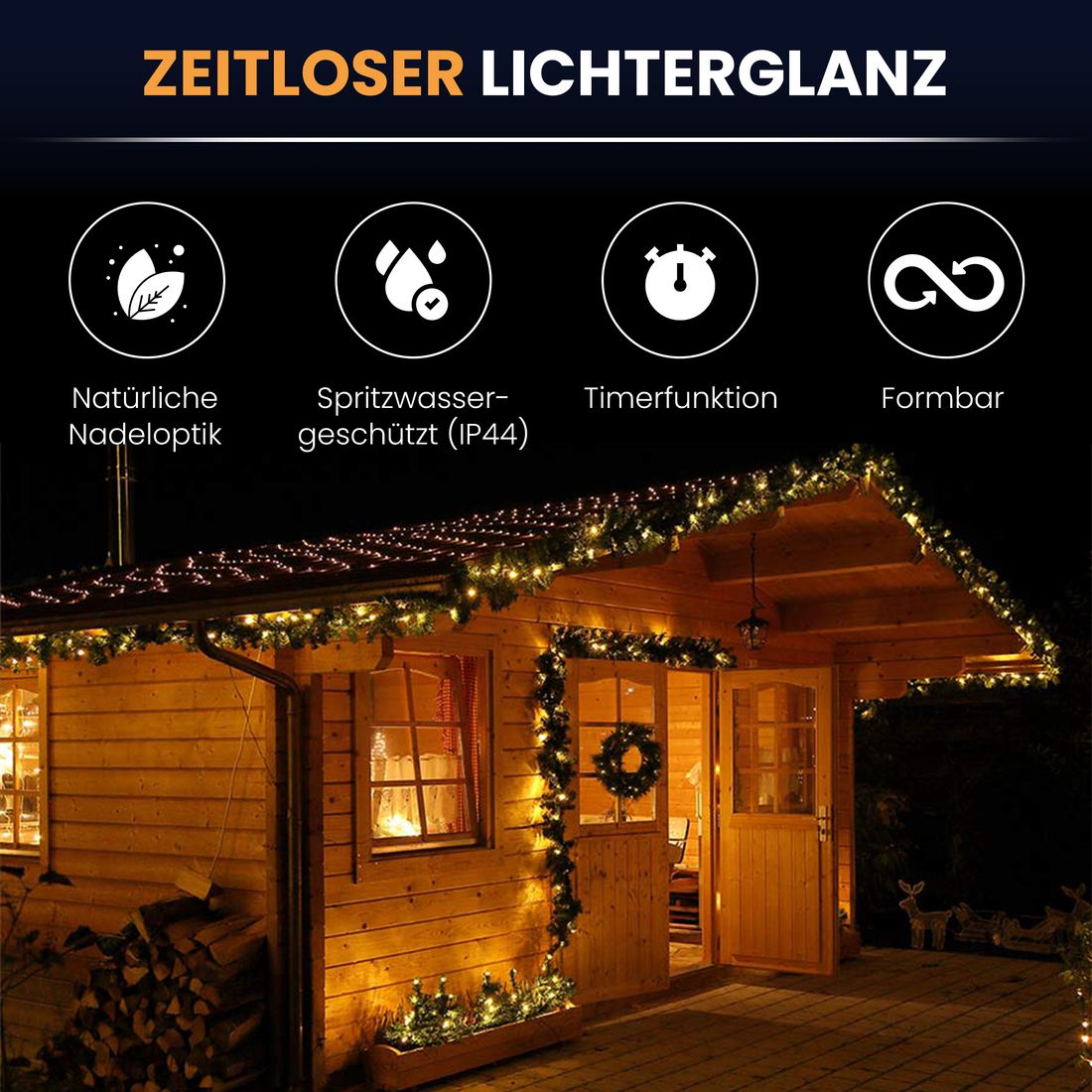 Gartenpirat Gartenpirat Tannengirlande Länge 20,25 m 300 LED warmweiß