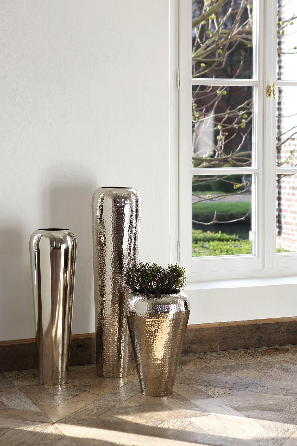 Fink Dekovase TUTZI (1 St), Vase aus Metall, vernickelt, Bodenvase