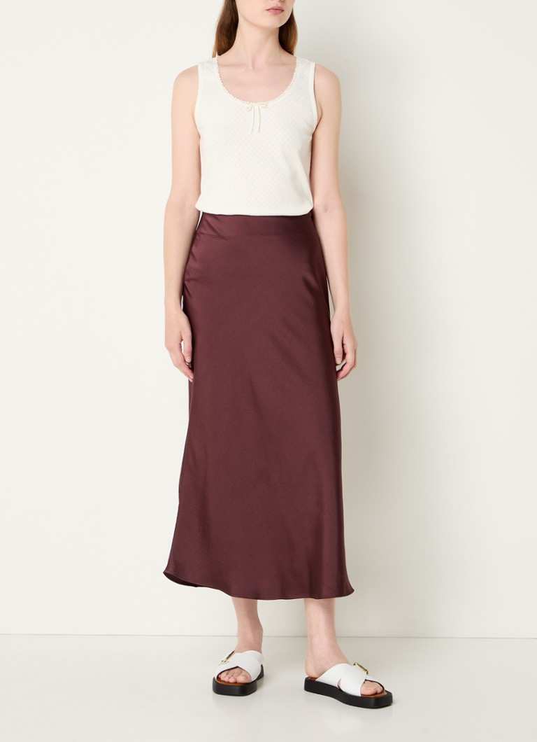 Fustă midi din satin cu talie înaltă Claudie Pierlot Sapine