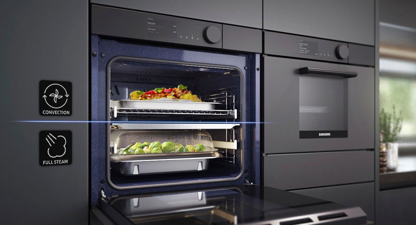 Samsung Einbaubackofen NV7600B NV7B6675CDN, mit 1-fach-Teleskopauszug, Pyrolyse-Selbstreinigung, 