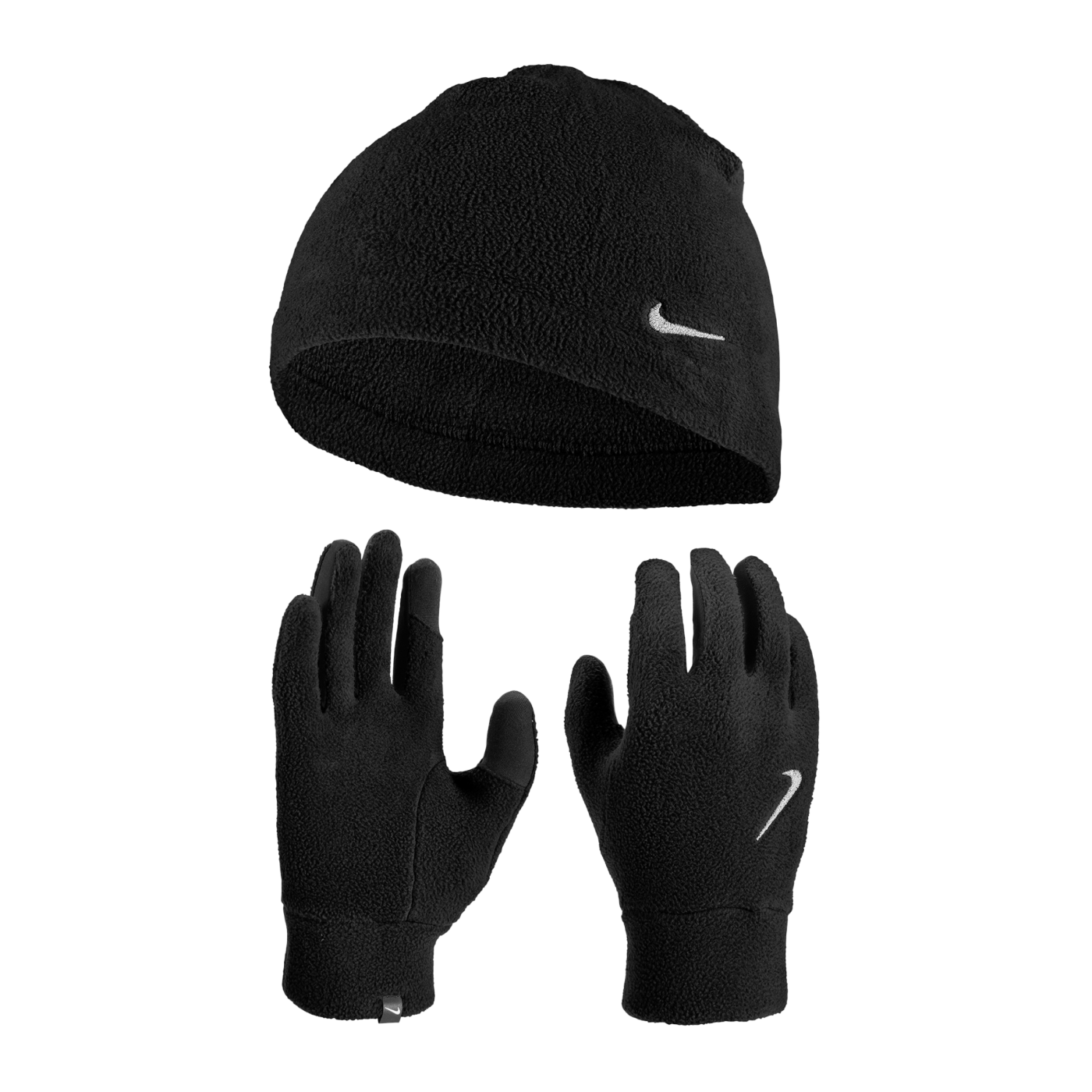 Nike Fleece Mütze Hanschuhe Set Schwarz F082