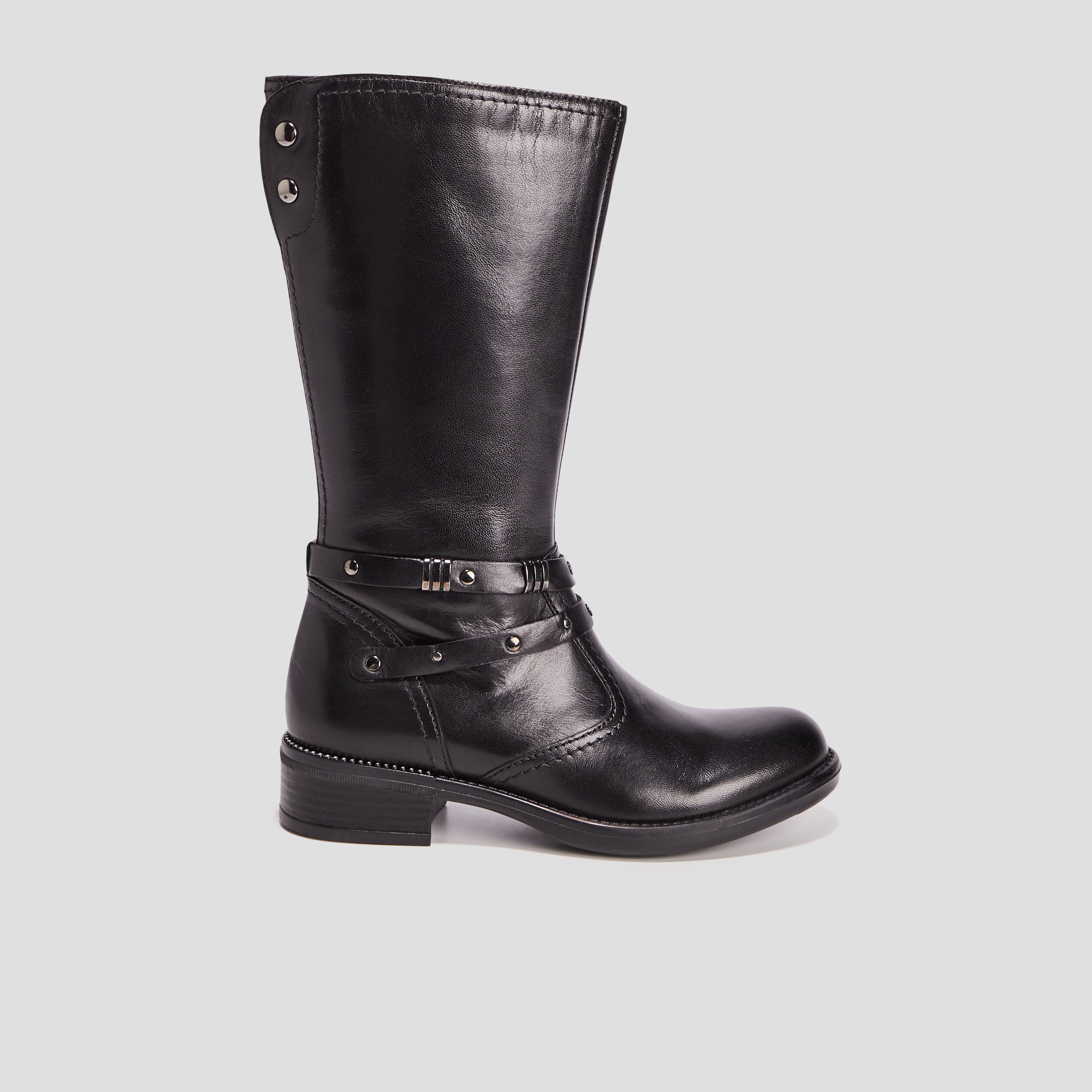 Bottes zippées en cuir noir fille | La Halle