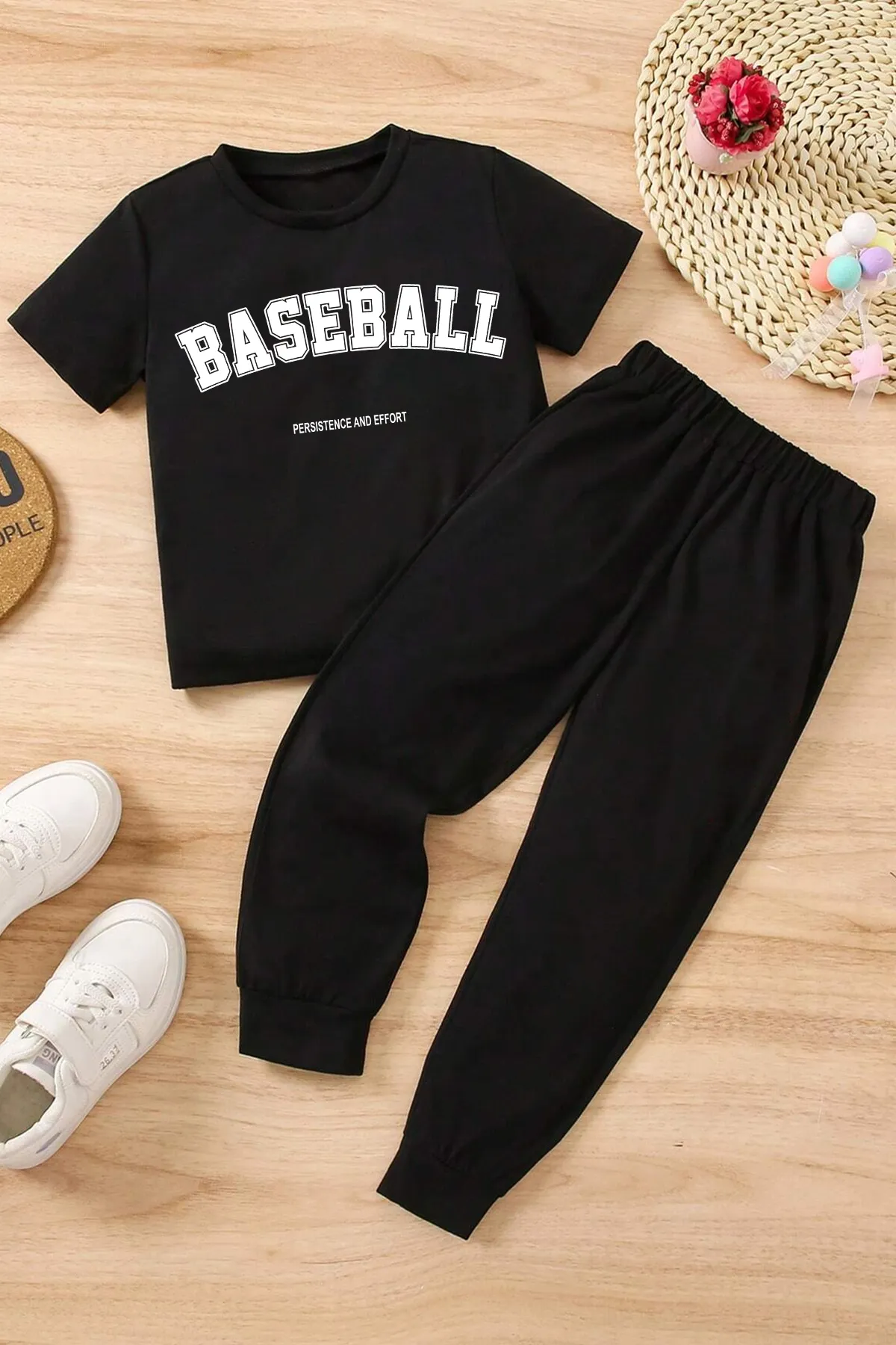 uyguntarz  Kinder-Trainingsanzugset mit Baseball-Unterteil und Oberteil