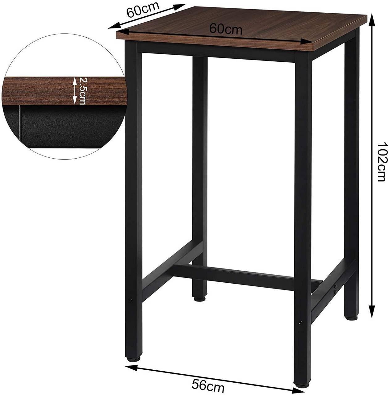 Woltu Bartisch (1-St), Bartisch aus Metallgestell, Tischplatte aus MDF