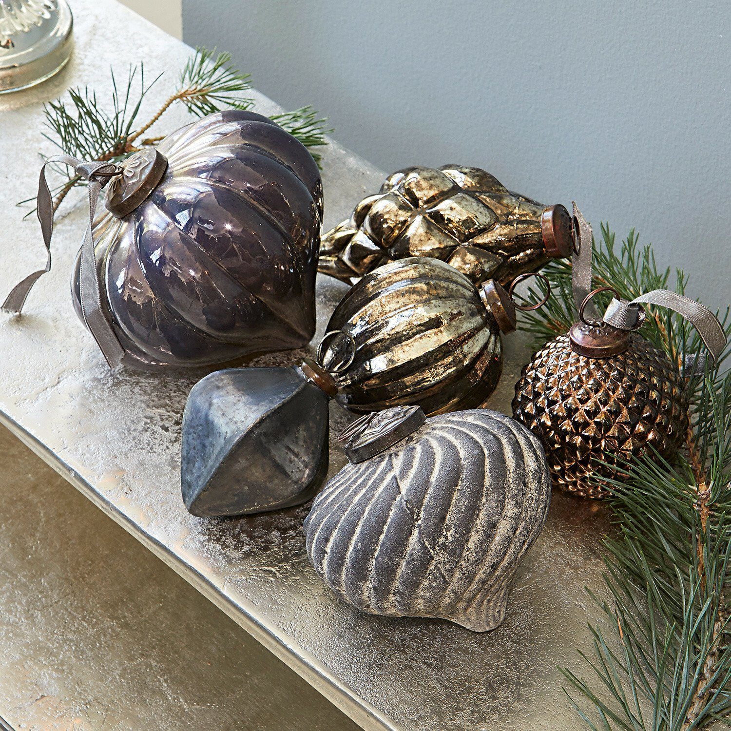 Mirabeau Christbaumschmuck Weihnachtsschmuck 6er Set Alva blau (6-tlg), Weihnachtsdekoration