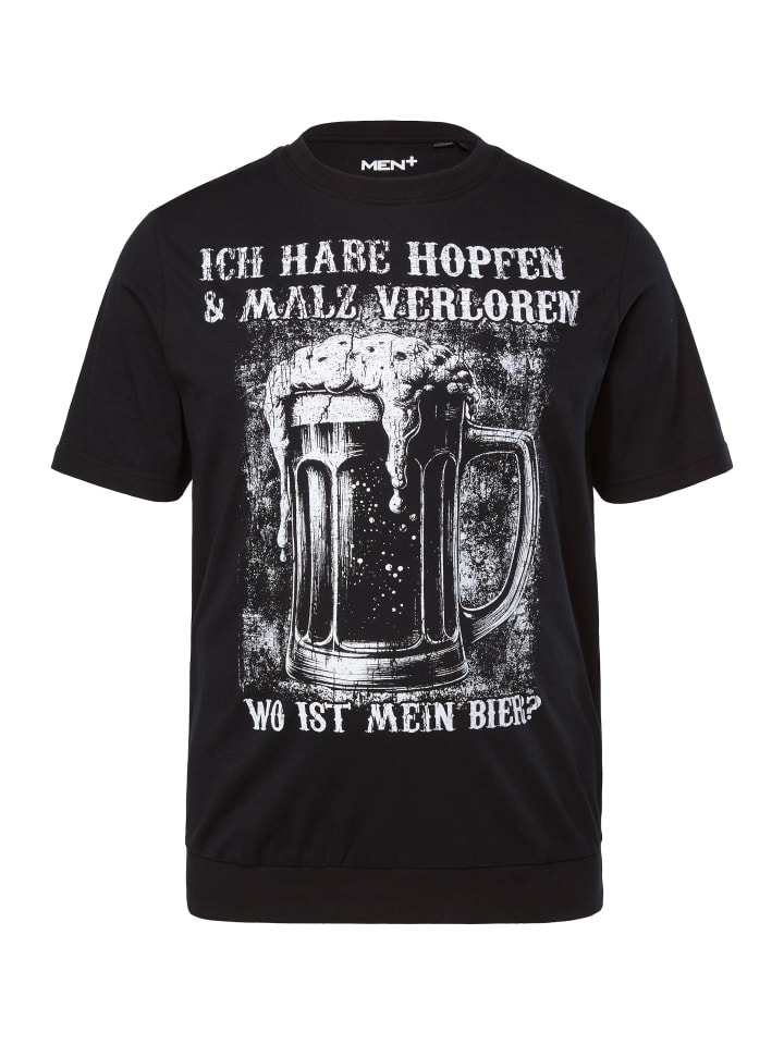 Men Plus Kurzarm T-Shirt in schwarz günstig kaufen