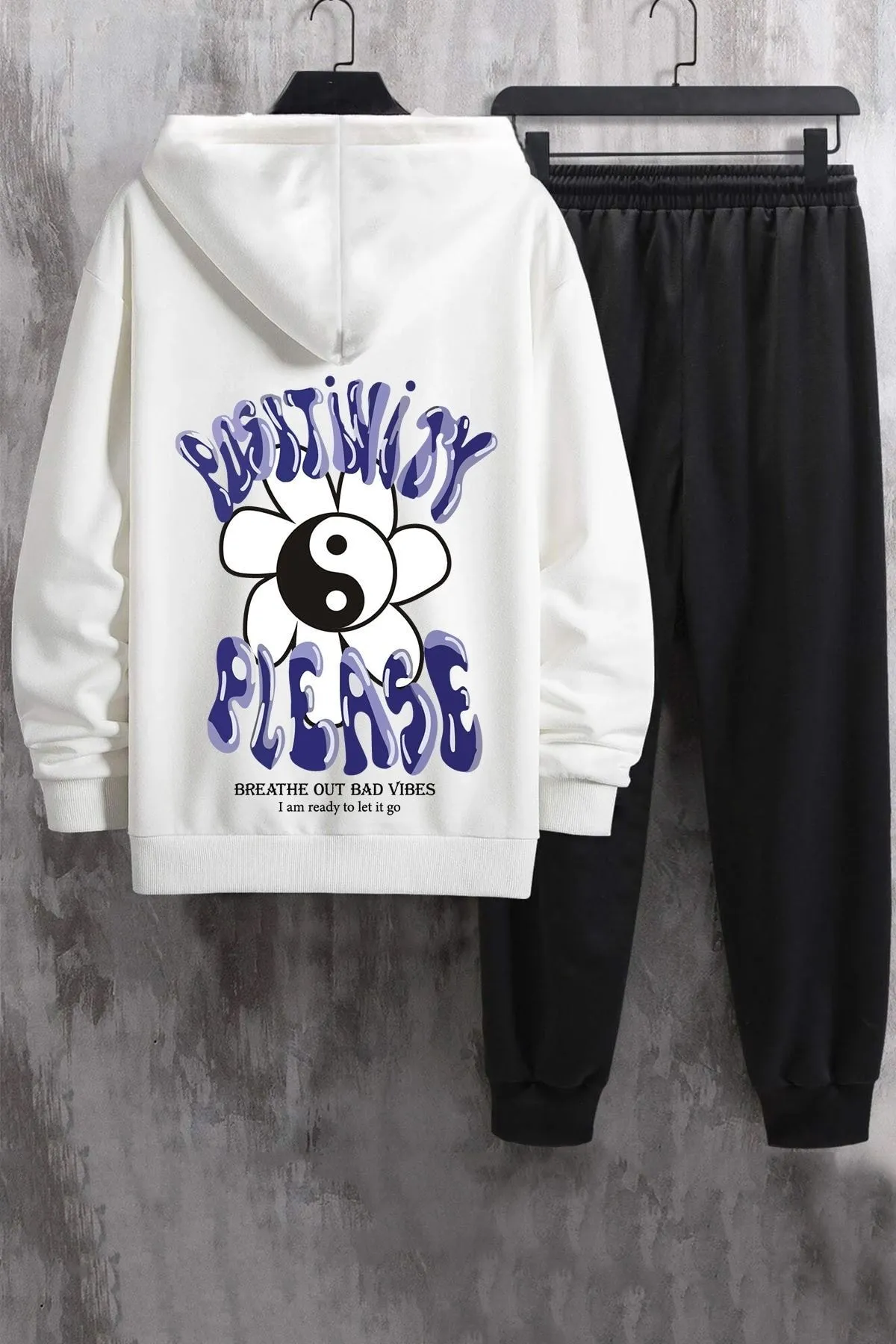 uyguntarz  Bedrucktes Unisex-Trainingsanzug-Set „Positivity“.