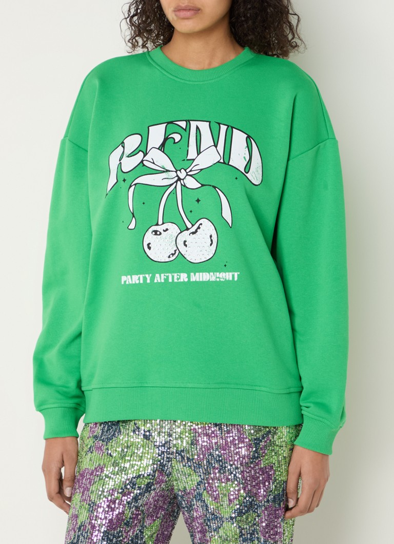 Refined Department Fayen oversized sweater with logo print and rhinestones