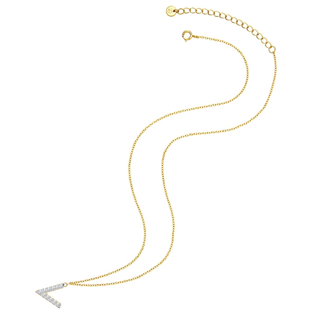 Glanzstücke München Collier en argent Lettre V Argent sterling Oxyde de zirconium (CZ) en Or jaune collier