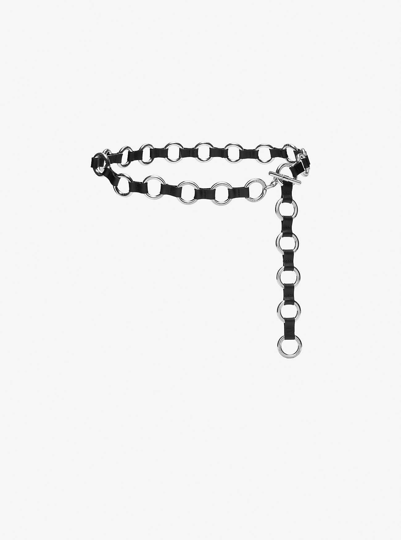 Cintura in pelle e maglia di catena - NERA