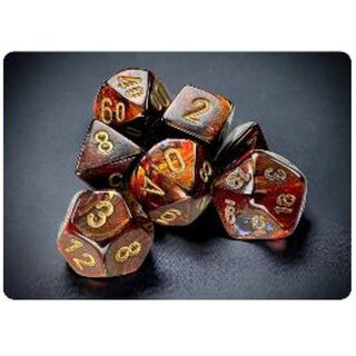 Scarab Mini-Polyhedral 7-Die Set - Blue Blood/Gold