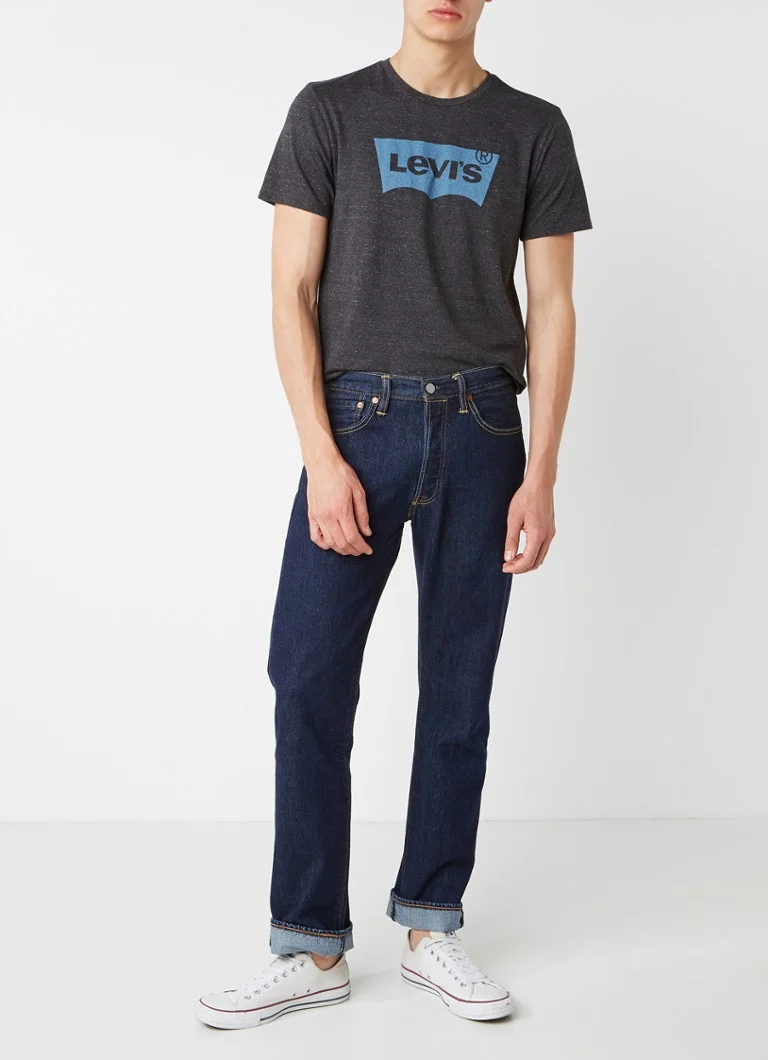 Levi's 501 korkeavyötäröiset suoralahkeiset farkut tummanpesussa
