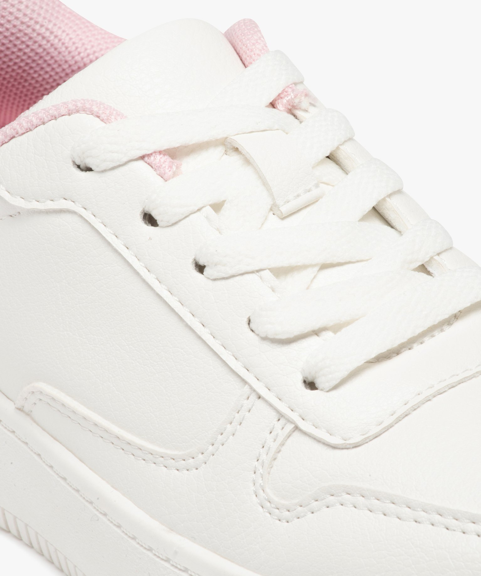 Baskets fille unies à lacets avec semelle épaisse blanc | GEMO