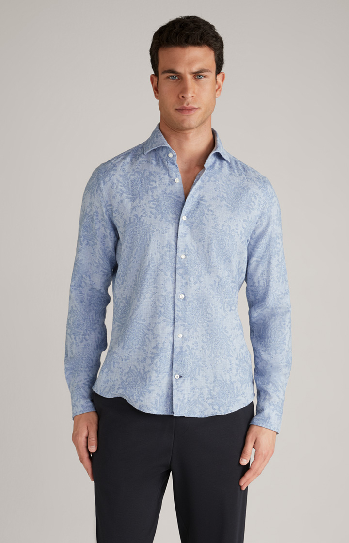 Wool-Mix-Hemd Pai in Blau gemustert