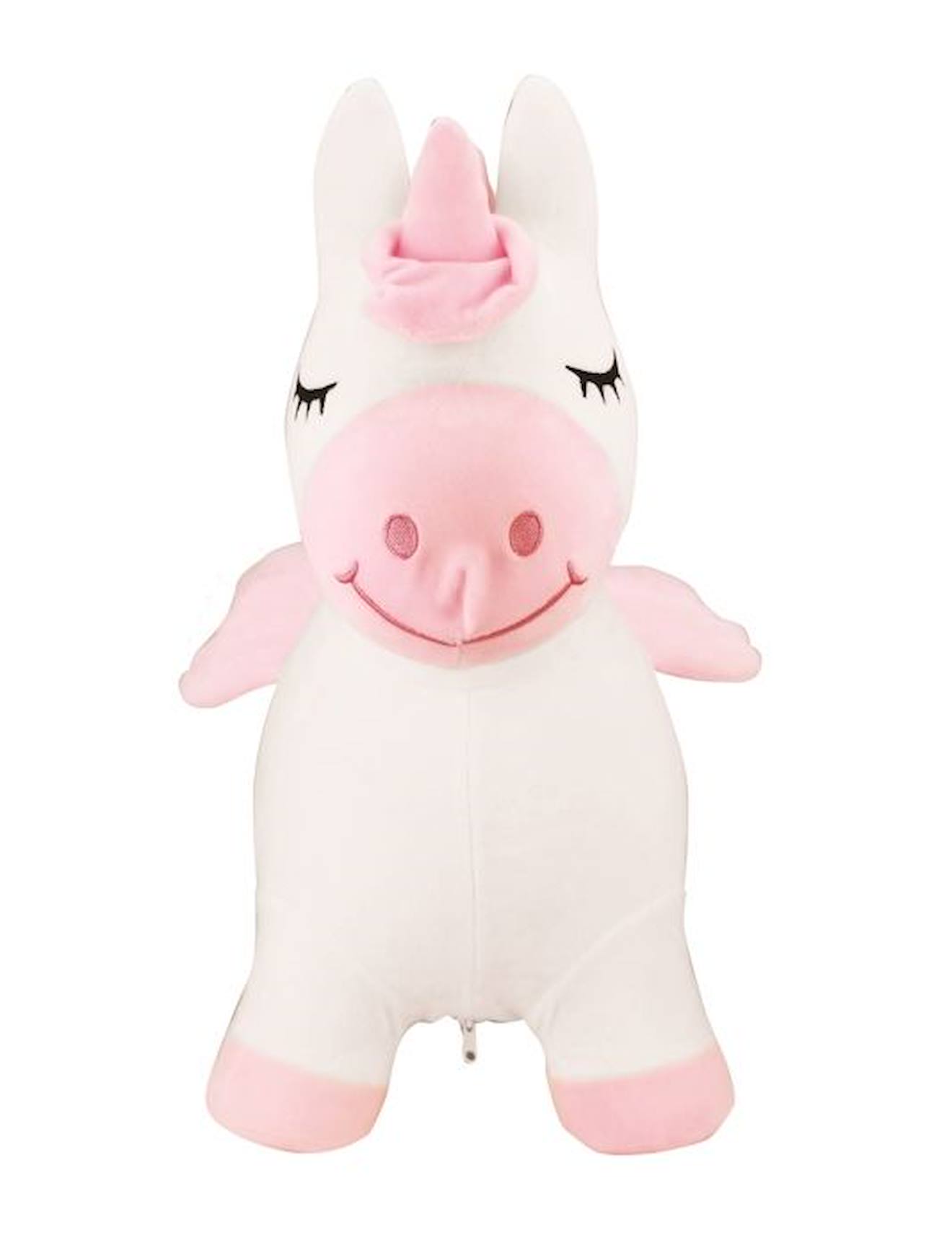 Licorne Sauteuse Gonflable en Peluche blanc