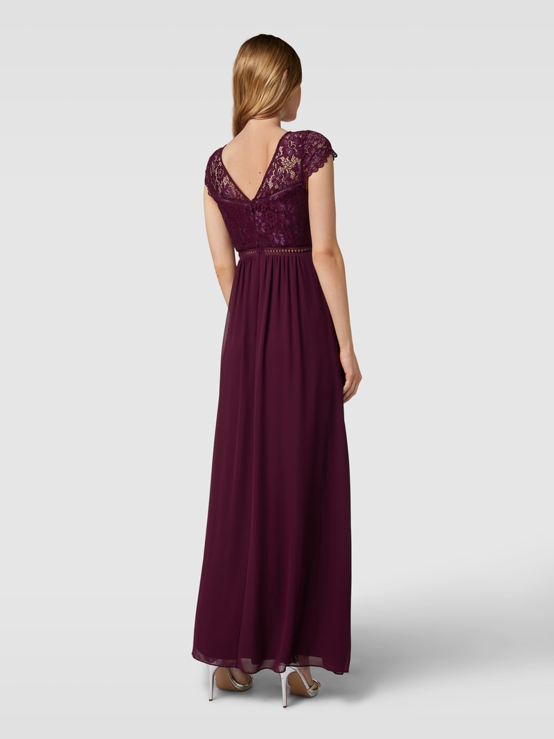 Abendkleid mit floraler Spitze in bordeaux rot