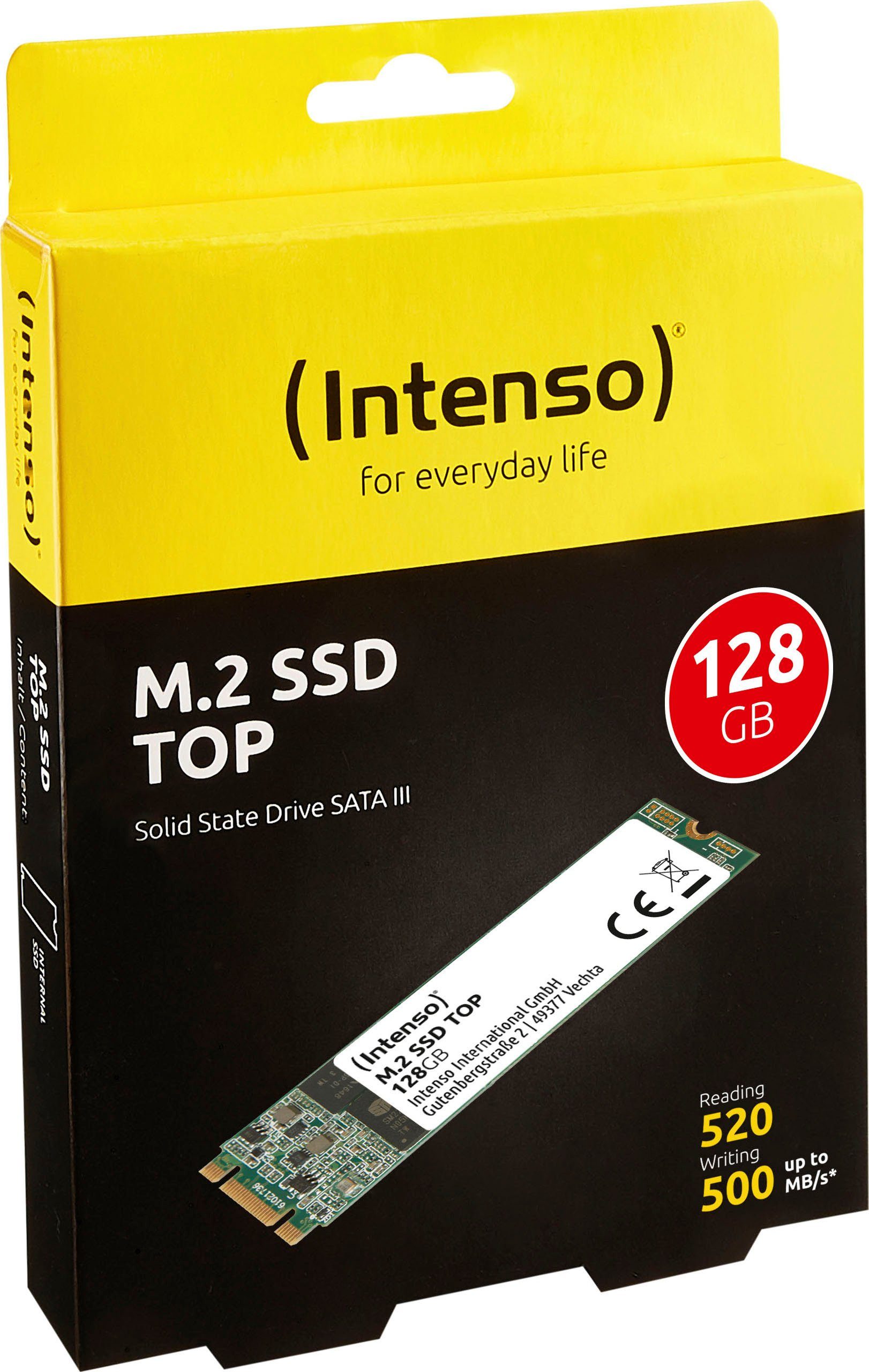 Intenso M.2 SSD Top interne SSD (128 GB) 520 MB/S Lesegeschwindigkeit, 500 MB/S Schreibgeschwindigkeit