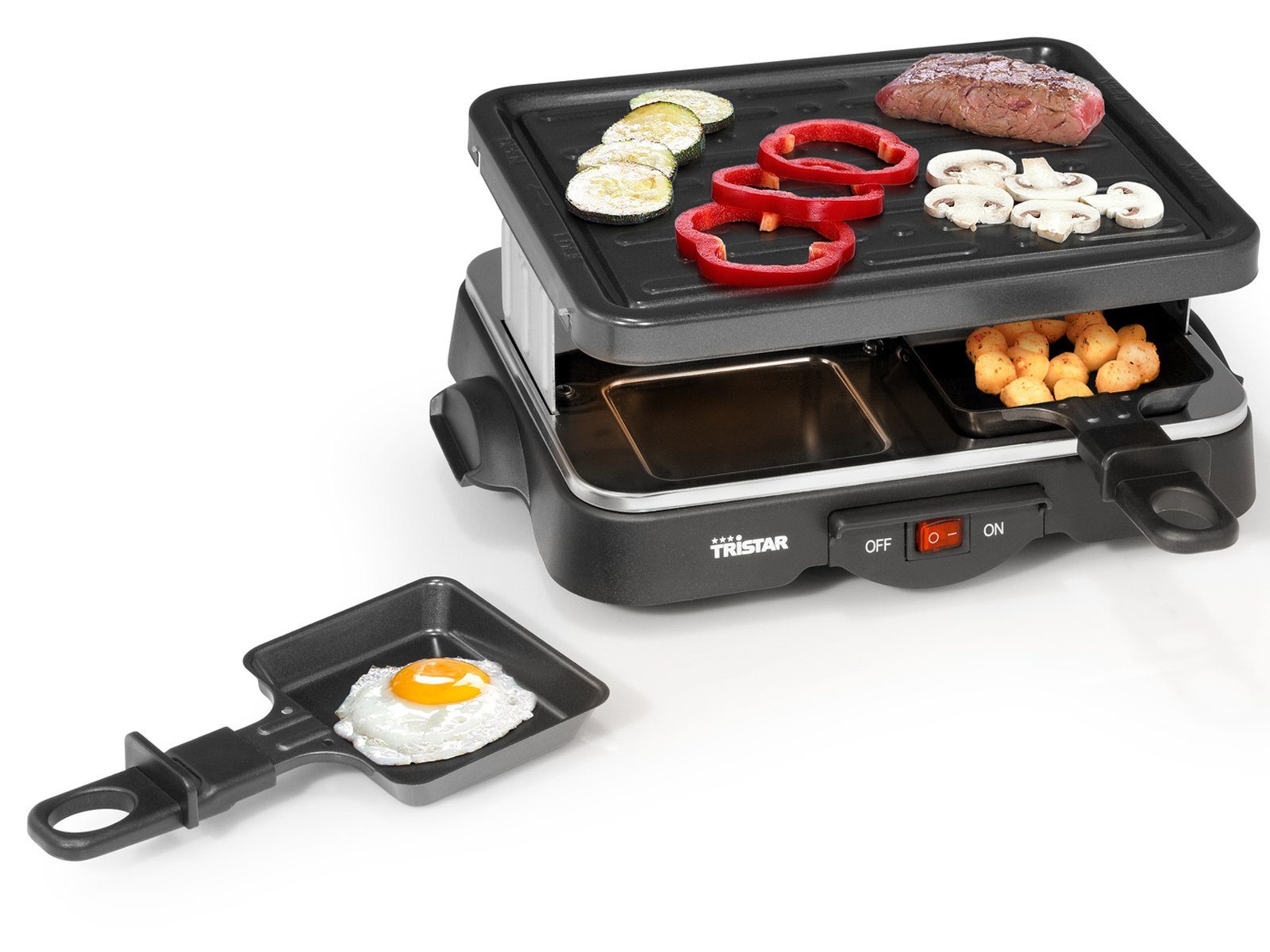 Tristar Raclette, 500 W, Mini elektrischer Tischgrill eckig für 2-4 Personen, Raclet Gerät