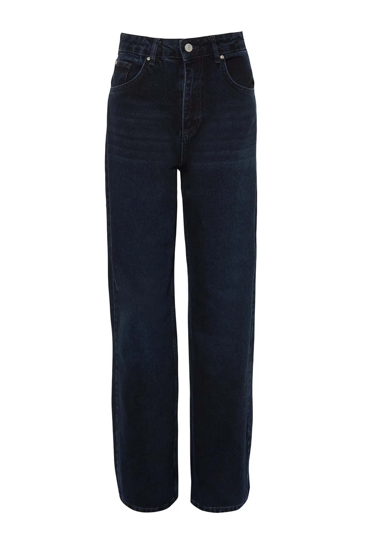Trendyol Collection  Mitternachtsblaue Jeans mit hoher Taille und weitem Bein TWOSS23JE00083