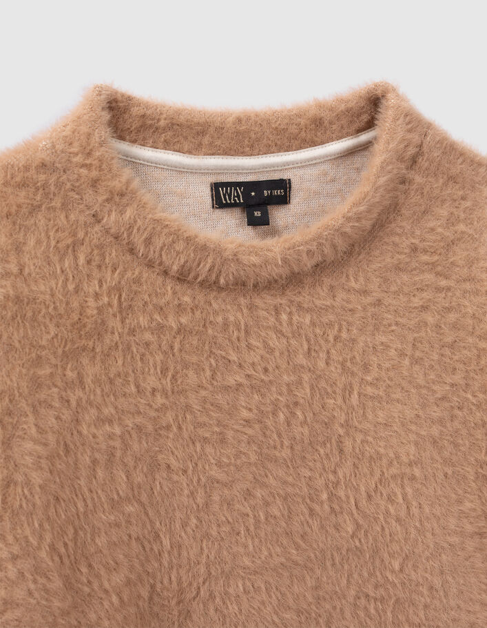 Sweat beige maille mousseuse fille