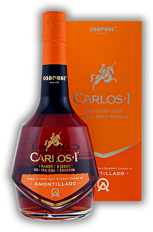 Carlos I Amontillado Carlos I Amontillado Ein Brandy de Jerez Solera Gran Reserva mit einzigartig sinnlichen Aromen und weichem Geschmack. 0,7	 Liter - Vol 40,3%