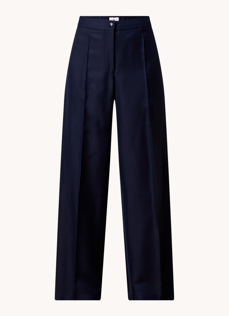 Pantaloni Moncler cu talie înaltă, croială largă și detalii plisate.