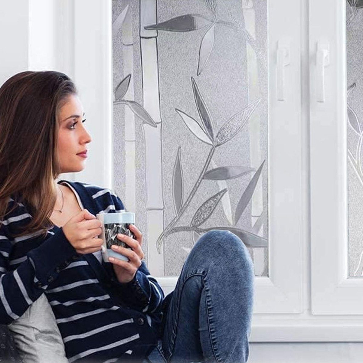 Fensterfolie 3D Fensterfolie Selbsthaftend Blickdicht Sichtschutzfolie Fenster, Einemgeld
