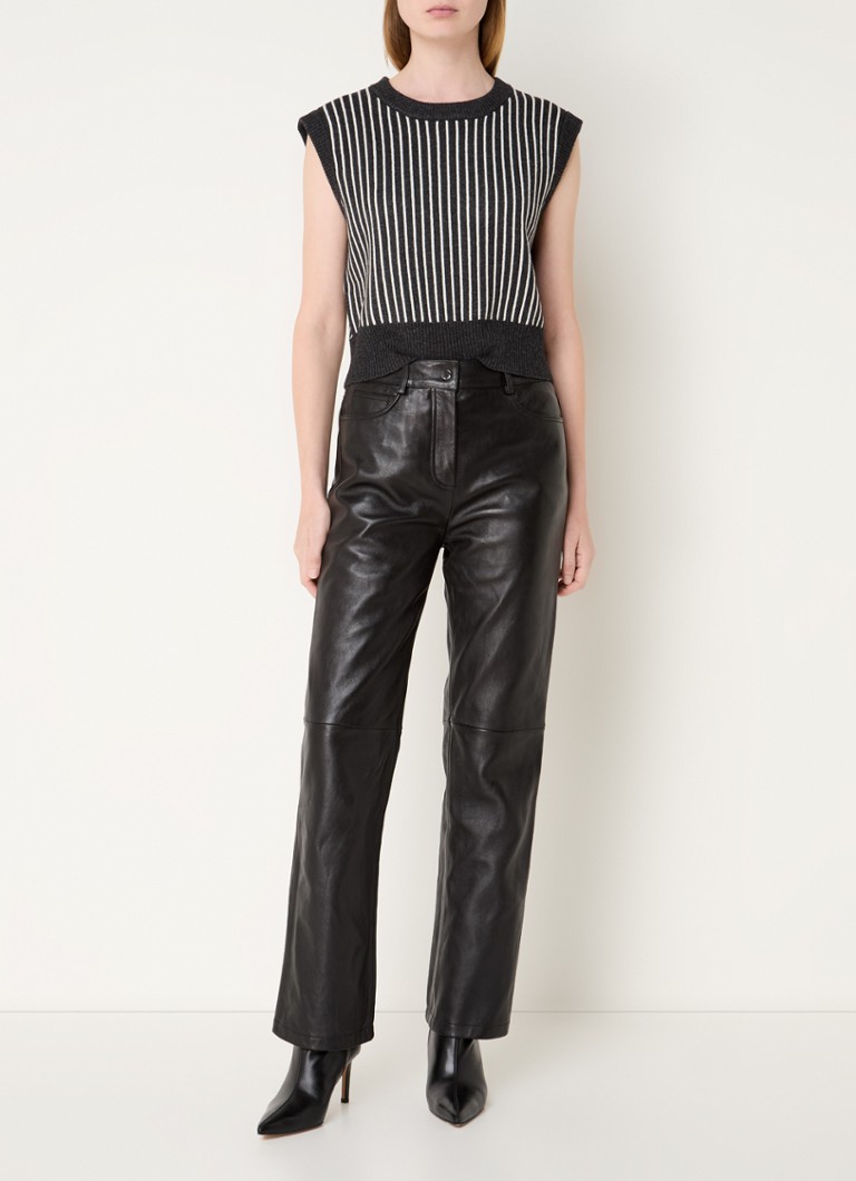 Maglione senza maniche Claudie Pierlot Majuscule in pregiata maglia di misto lana con stampa a righe.